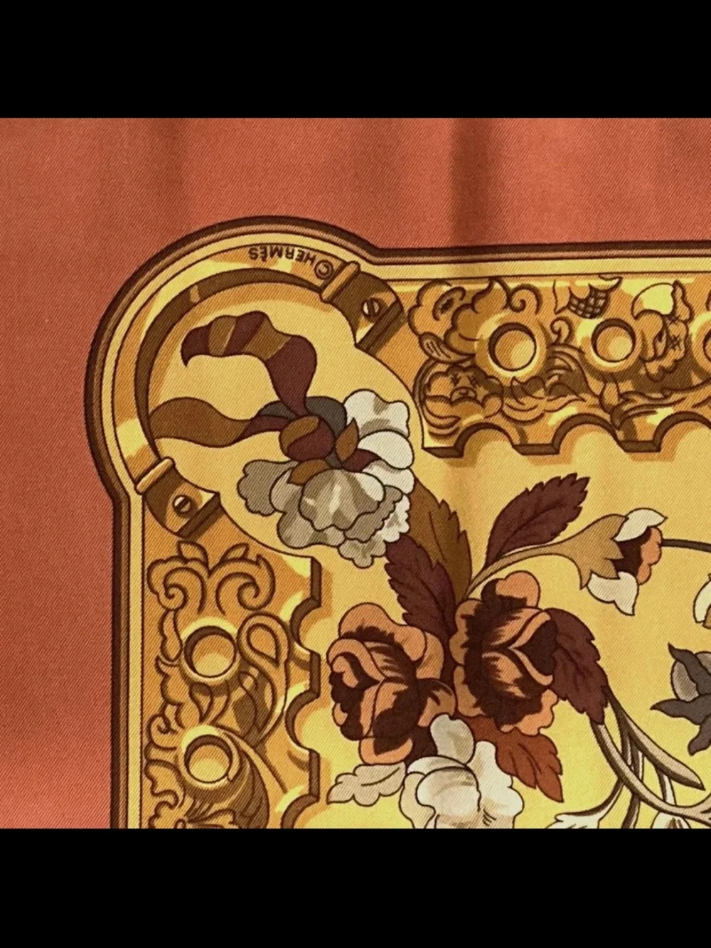 Hermes Yellow and Orange Silk Scarf with Nautical Medallion